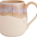Iridescent Ceramic Coffee Mug with Drip Reactive Glaze – Artisan Stoneware Mugs for Cappuccino, Tea or Cocoa – Rustic Handmade Ceramic Cup – Unique & Cute Latte Cup with Blue & Caramel Finish, 16.5 oz
