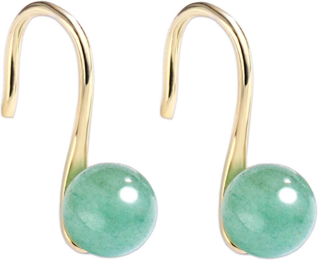 Handmade Jade Drop Earrings for Women, 6.5mm-8.5mm Green Jade Earrings 925 Sterling Silver Dangle Earrings Good Luck Jade Earrings Gift for Birthday Anniversary