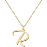 Personalized Initial Necklace – Handwritten Script Style Stainless Steel Minimalist jewelry – Non-Fading & Hypoallergenic – Gift Bag Included – 16″ + 2″ Extension