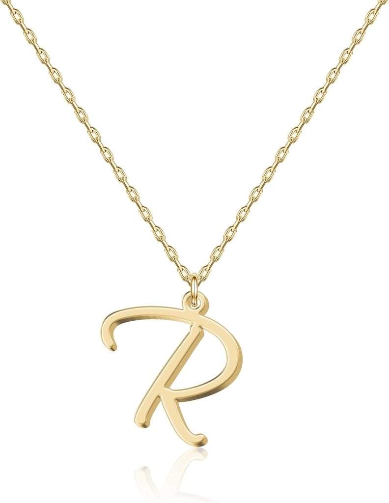 Personalized Initial Necklace – Handwritten Script Style Stainless Steel Minimalist jewelry – Non-Fading & Hypoallergenic – Gift Bag Included – 16″ + 2″ Extension