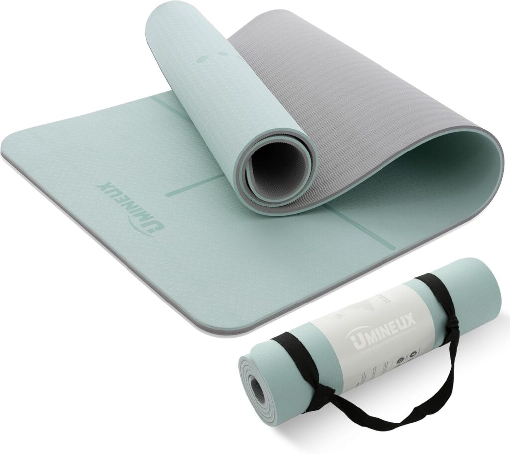 UMINEUX Yoga Mat Extra Thick 1/3” & 2/5″ Non Slip Yoga Mats for Women Eco Friendly TPE Fitness Exercise Mat with Carrying Sling & Storage Bag