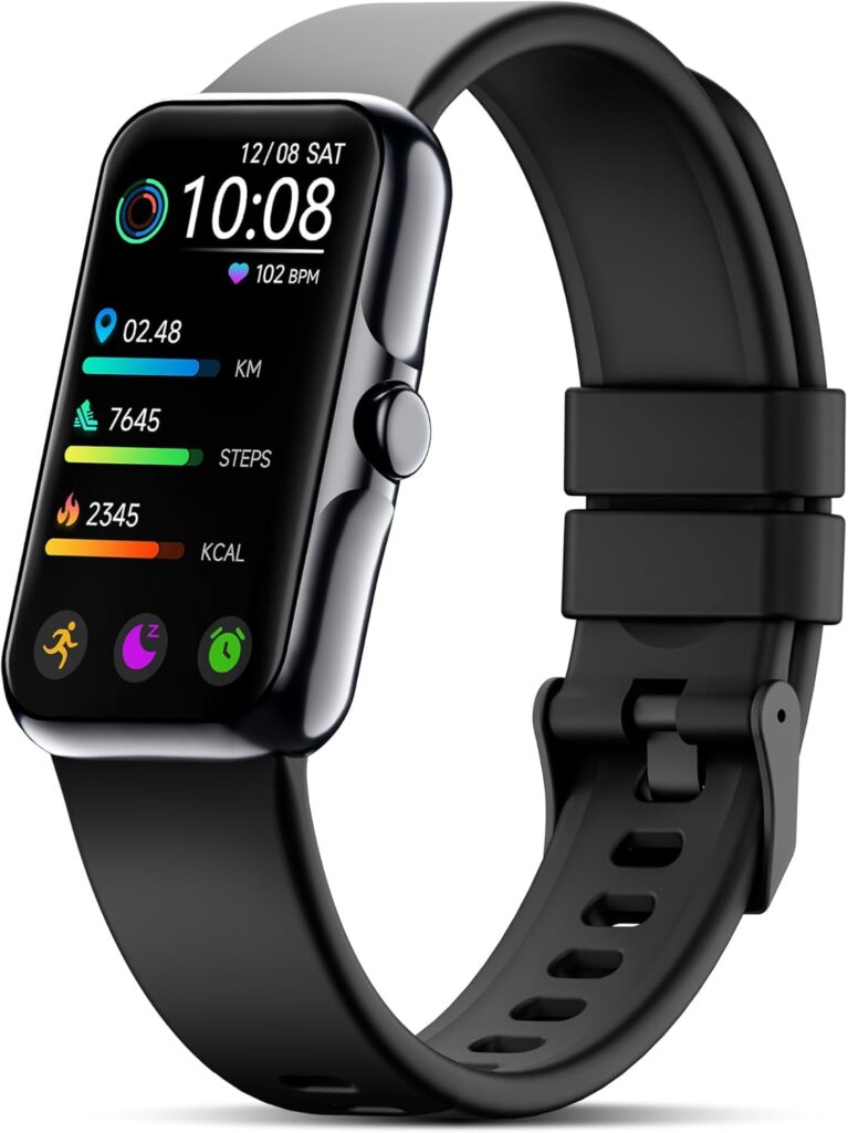 Health Fitness Tracker, Smart Watch with 24/7 Heart Rate and Blood Oxygen Monitor, Sleep Tracker with IP68 Waterproof, Activity Tracker Pedometer Step Counter for Women Men (Deep Black)