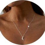 ASCOMY Dainty Gold Pendant Necklace 14k Gold Plated Delicate Tiny Love Heart Star CZ Leaf Pendant Necklace Simple Necklaces Everyday Jewelry for Women