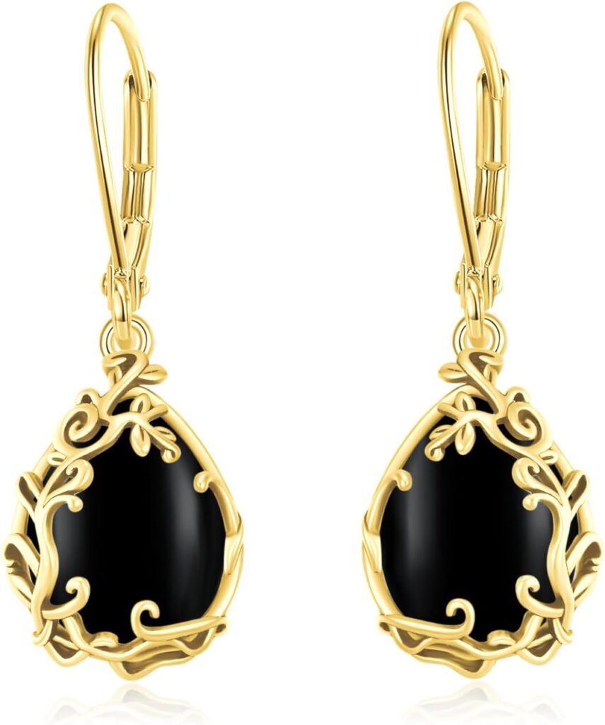 Butterfly/Fan/Mermaid Tail/Dragonfly/Celtic/Moonstone/Black Onyx/Moss Agate Teardrop Drop Dangle Earrings Jewelry Gifts for Women Mom Wife