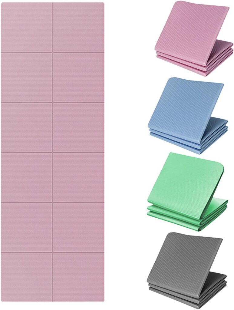 Foldable Yoga Mat for Travel & Home Workouts, Lightweight & Non-Slip TPE – Ideal for Yoga, Pilates, Stretching & Floor Exercises – Folding Exercise Mat for Women & Men