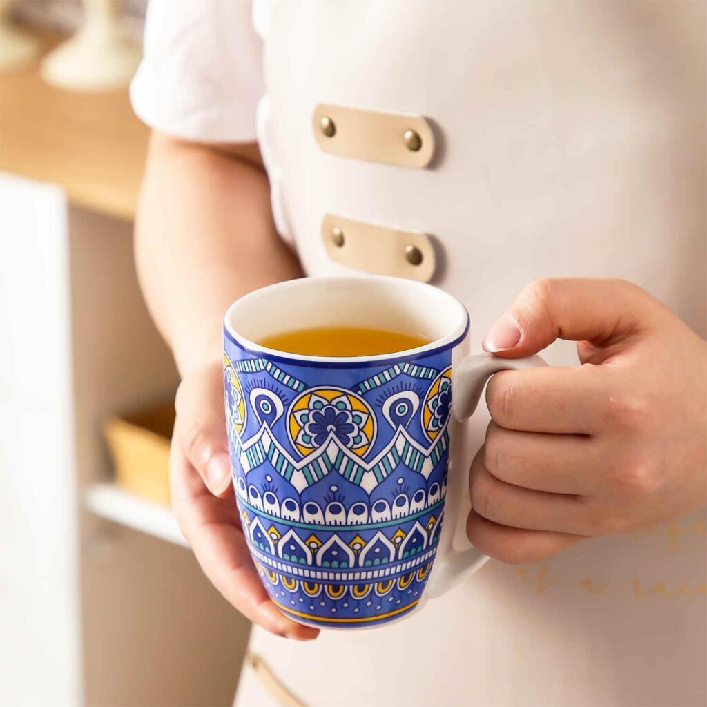 12 OZ Ceramic Coffee Mug,Modern Large Design with Handle,Perfect for Coffee, Tea, Latte, Cocoa, Microwave Dishwasher Safe – Ideal for Home, Office, and Gifting Dark blue