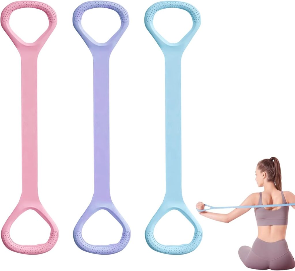 Figure 8 Resistance Bands for Yoga Pilates and Fitness Elastic Stretching Resistances Band for Arms, Back, Shoulders, and Chest Workouts, Versatile Pilates Equipment for Women and Men (3 Pack)