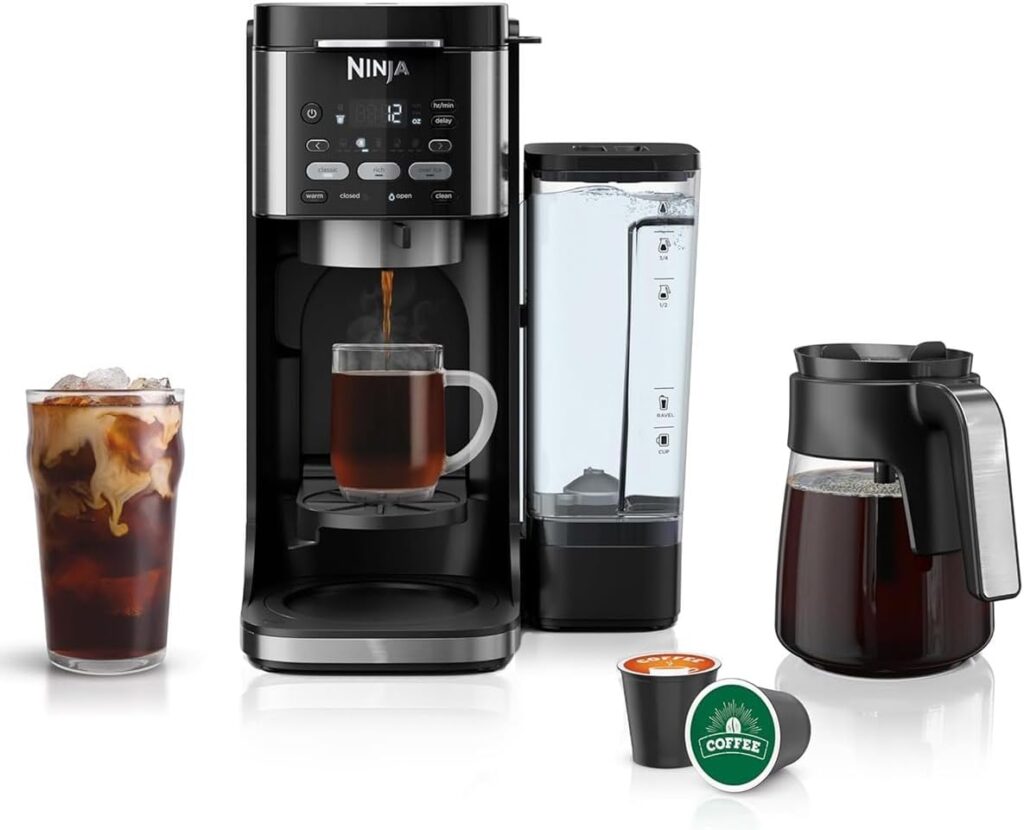 Ninja | Drip Coffee Maker | DualBrew Pro Hot & Iced Coffee | Compatible with K-Cup Pods | 3 Brew Styles (Classic, Rich, & Iced) | 60oz Removable Reservoir & Dishwasher Safe | Black | 12-Cup (Renewed)