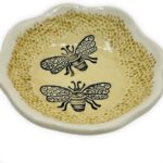 Honey Bees 6.5 Inch Bowl, Hand Made in USA, Pottery is the 9th Anniversary Gift