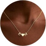 Turandoss Heart Initial Necklace for Women Teen Girls, 14K-Gold-Plated Dainty Letter A-Z Initial Necklace with Heart, Personalized Jewelry Birthday Gifts for Women