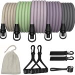 WHATAFIT Resistance Bands, Exercise Bands,Resistance Bands for Working Out with Handles for Men and Women Fitness, Strength Training Home Gym Equipment Purple Gray