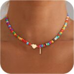 Colorful Initial Necklaces for Girls Women Kids – Teen Girls Gifts Trendy Beaded Initial Necklace Dainty Letter Gifts Choker Necklace for Girl Jewelry
