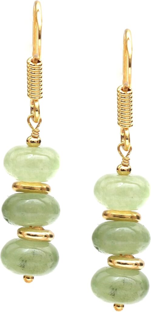 Gempires Lightweight Beaded Earrings Handmade Gemstone Jewelry Hypoallergenic Gold Plated Dangling Earrings For Women