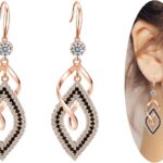 Dangle Earrings for Women, 925 Sterling Silver Handmade Linear Swirl Wire Bohemian Boho 14K Gold Diamonds Earrings Hypoallergenic Fashion Jewelry Gifts for women