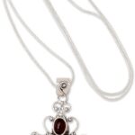 NOVICA Artisan Handcrafted Rainbow Moonstone Pendant Necklace | .925 Sterling Silver Birthstone Necklace | Garnet Pendant Necklace | Teardrop Pendant Necklace | Handmade Pendant Necklace