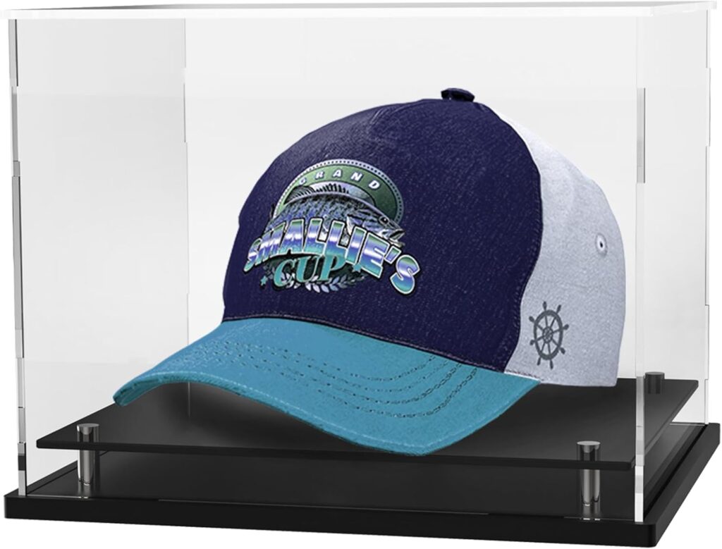 Clear hat Display case for Baseball,Acrylic Cap Holder Stand for Baseball, Football or Snapback Caps,Mini Helmet.Baseball Cap Display case with Metal feet Base(mountable)