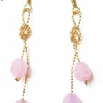 Handmade Lavender Amethyst & Aquamarine Drop Earrings, 18K Gold Plated Solid Brass with Knot Chain, Lightweight Crystal Dangle Jewelry for Women