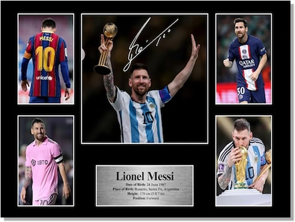 Superstar Messi Signed Poster For Kids Fans Room Bedroom Wall Decor-American Soccer Posters Canvas Art Prints Picture For Teen Boy Birthday Gifts