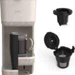 BELLA Single Serve Coffee Maker, K Cup & Coffee Ground Compatible with Removable, Adjustable Drip Tray, Auto Shutoff & Reusable Dishwasher Safe Accessories, Brews 6oz to 14oz, 1000 Watt, Oatmilk