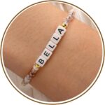 JSJOY Name Bracelets for Women Gold Beaded Bracelets Friend Gifts Dainty Bead Name Bracelet Birthday Gifts for Women Christmas Gifts Women Jewelry