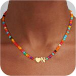 Colorful Initial Necklaces for Girls Women – Beaded Initial Necklace Teen Girl Gifts Trendy Stuff Dainty Bohemian Letter Necklace Personalized Gifts for Girls Women Jewelry