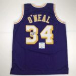 Autographed/Signed Shaquille Shaq O’Neal Los Angeles LA Purple Basketball Jersey Beckett BAS COA