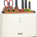 Smart Cutting Board and Knife Set,Self Cleaning Cutting Board and Knife Set with 4 Stainless Steel Knives,3 Color Coded Cutting Boards,10 Pairs of Chopsticks and 1 Pair of Scissors