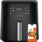 QIDO Air Fryer 8-in-1 with 5 QT Capacity,180°-450°F Precision Heating, Air Fry, Roast, Broil, Reheats, Dehydrates, Less Oil, Features Shake Reminder, Large Touch Display with Auto Menus, Compact Black