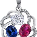 Customized Personalized Women’s Necklace with 3 Gemstone Birthstone | 925 Silver Jewelry for Mom Wife Grandma Sister Friend | 18 Inch Chain | Anniversary Birthday Mother’s Day Christmas Valentine’s