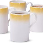 Portmeirion Potters 9oz Ceramic Mug (Set of 4) – Handcrafted Coffee Mugs with Yellow Mists – Dishwasher, Microwave, Freezer Safe – Earthenware Mugs for Tea & Coffee Lovers, Unique Mug Set (Yellow)