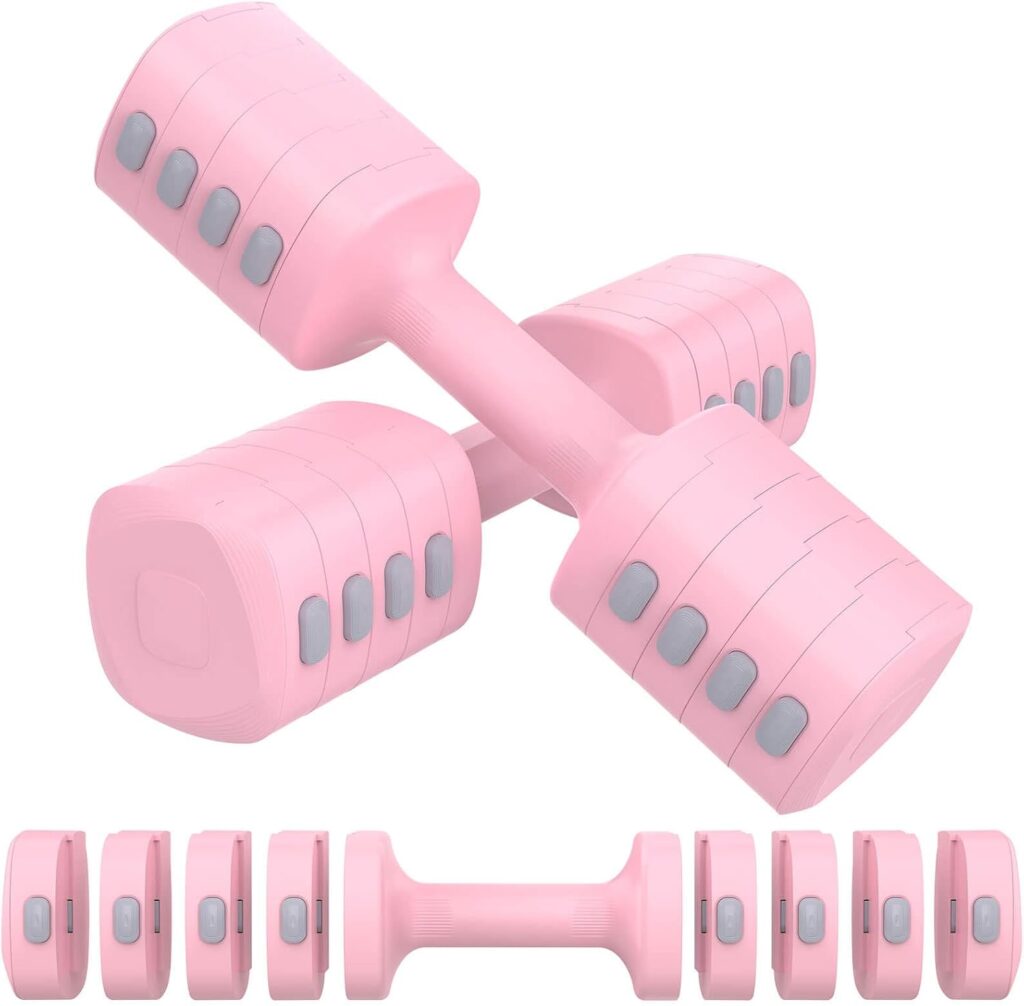 13.2LB Adjustable Dumbbell Set, 5 Levels Weights Dumbbell Set with Each 2.2lb/3.3lb/4.4lb/5.5lb/6.6lb, Hand Weights for Women/Men Home Office Gym Full-Body Workout