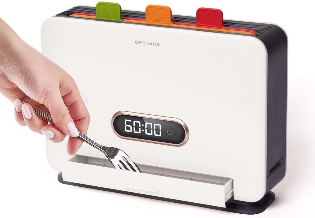 Self Drying Smart Cutting Board Knife Set │ Ultra High Heat Advanced Auto Cleaning │ Color Coded Chopping Board Organizer & Stainless Steel Knives Set Holder (Premium) (Economy)