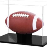 Football Display Case Full Size, Acrylic Clear Box with Stand, UV Protected Memorabilia Holder, for Autographed Football Fans & Collectors, Sports Collectibles