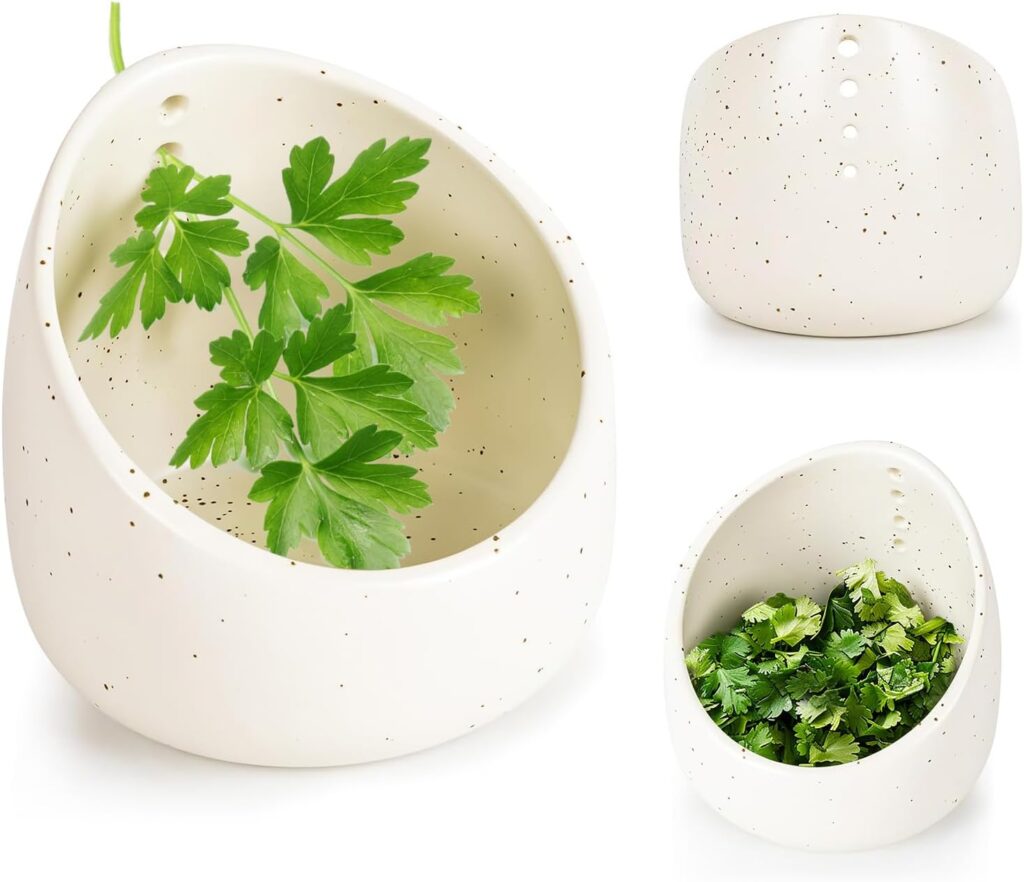 Pottery Herb Stripper Bowl,Handmade Ceramic Herb Stripper, Dishwasher-Safe, different sizes of round holes,kitchenware for root removal(white)