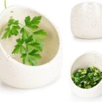 Pottery Herb Stripper Bowl,Handmade Ceramic Herb Stripper, Dishwasher-Safe, different sizes of round holes,kitchenware for root removal(white)