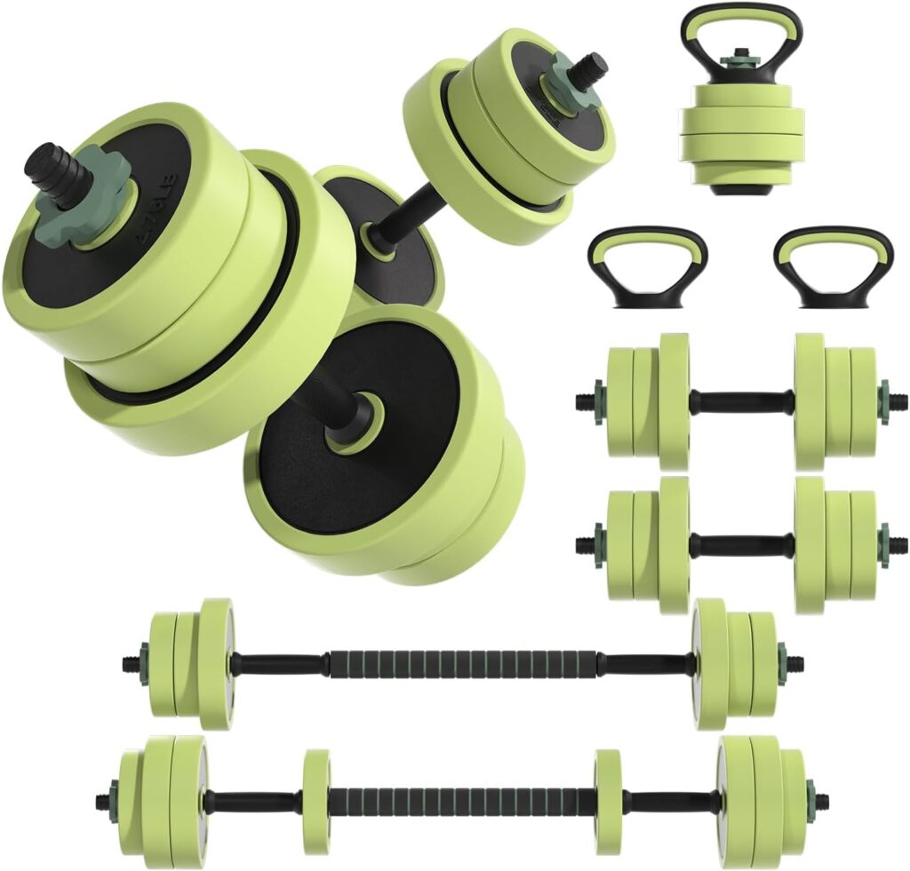 Adjustable Dumbbell Set 22/42/62LBS, 5-in-1 Free Weight Dumbbell Set Used as Dumbbell,Kettlebell,Barbell, Push-Up Stand,Weight Plate, Iron Sand Weights Set with Connector ,Fitness Exercises for Home Gym Suitable Men/Women