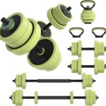 Adjustable Dumbbell Set 22/42/62LBS, 5-in-1 Free Weight Dumbbell Set Used as Dumbbell，Kettlebell,Barbell, Push-Up Stand,Weight Plate, Iron Sand Weights Set with Connector ,Fitness Exercises for Home Gym Suitable Men/Women