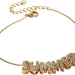 Bubble Letter Name Bracelet – Custom Name Bracelet – Personalized Initial Bracelets For Women – Cubic Zirconia Bracelets – Adjustable Chain – Gift For Her