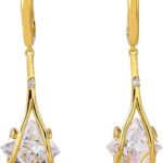 Dangle Earrings for Women, SuiTable for Women, Ladies’ Trendy CZ Earrings, 14K Gold/Silver Plated Dangling Earrings Jewelry, Anti-allergy Hammered Lever-Back Drop, Birthday Gift