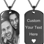 Picture Necklace Personalized Photo for Men – Custom Engraved Photo & Text Dog Tag Pendant for Boyfriend, Husband, Dad – Birthday, Valentine’s Day, Fathers Day Gift