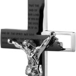 HZMAN Men’s Stainless Steel Cross Crucifix Bible Prayer Pendant Necklace 22+2″ Chain