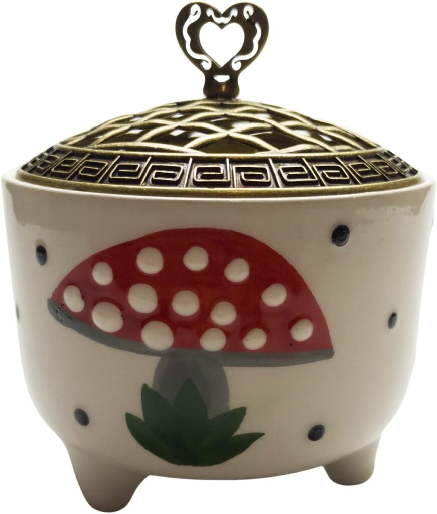 Handmade Ceramic Sugar Bowl with Mushroom Design, Rustic Pottery Jar with Lid, 12 oz Cottagecore Kitchen Gift