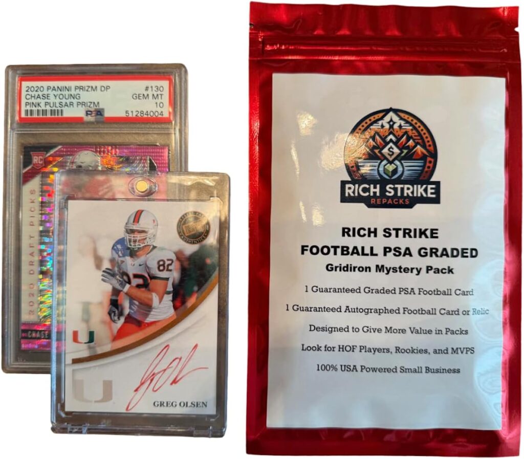 High Cheese Rich Stike Football PSA Mystery Pack – Gridiron Edition, 1 PSA Graded Card, 1 Autograph or Relic Card