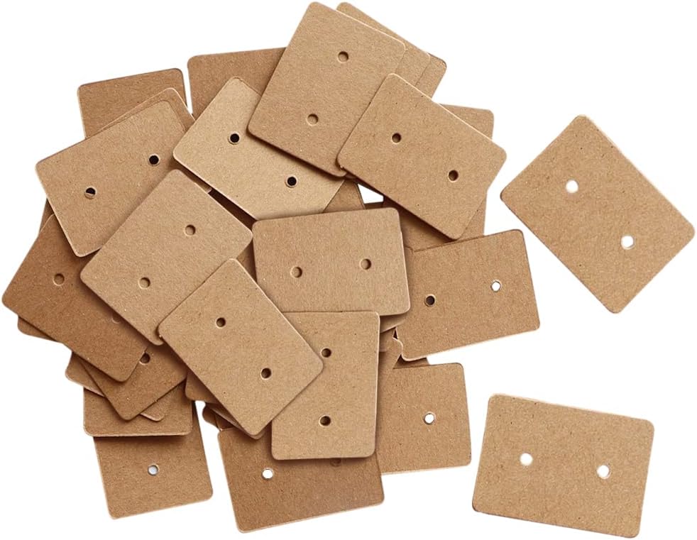 G2PLUS 200PCS Earring Display Cards, Kraft Paper Earrings Holder Card, 1.10″ x 1.57″ Ear Stud Earring Card for Handmade Earrings, Studs Selling and Small Jewelries (Brown)