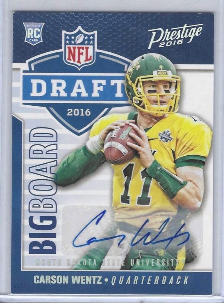 Carson Wentz 2016 Panini Prestige Big Board Rookie Auto Rc #d 91/100 – Football Slabbed Autographed Rookie Cards