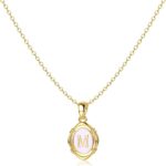 Krfy Initial Necklaces for Women – Dainty 14K Gold Plated Charm Necklaces Oval Letter White Enamel Personalized Name Necklaces for Women Trendy Necklace Jewelry