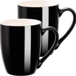 Coffee Mug Ceramic, Black Coffee Cups Ceramic Set of 2, 12 Oz Large Coffee Mug for Latte, Tea, Cappuccino, Cocoa-Microwavable