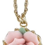 1928 Jewelry Genuine Porcelain Rose Pendant Necklace For Women 16″ + 3″ Extender, Handmade Flowers, Timeless Floral Jewellery, Made In USA