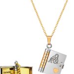 Granddaughter Book Necklace, For Granddaughters – The Most Beautiful Chapter Books Adjustable Silver Gold Book Pendant with 6 Pages Engraved Information Jewelry Gifts from Grandma