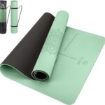 Yoga Mat Non Slip TPE Extra Wide Yoga Mat with Alignment Mark, 72″L x 32″W x 0.32″/0.24″Th (183cm x 80cm x 8mm/6mm), Anti-Tear Exercise Mat with Carrying Strap and Bag, Workout Mats for Yoga, Pilates